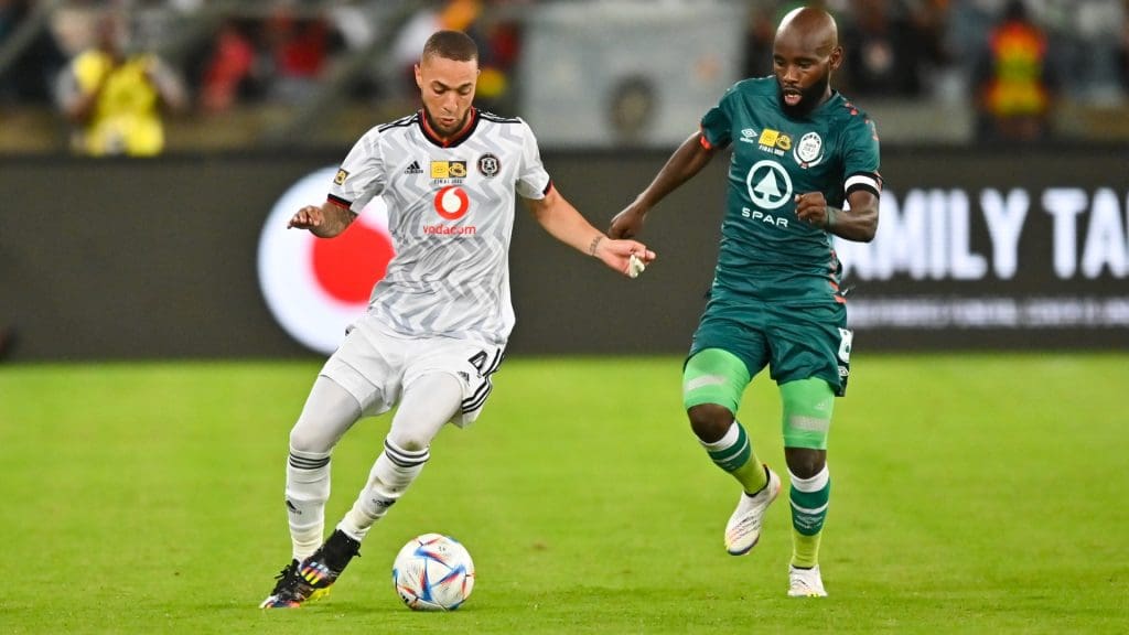 Makhehlene Makhaula playing against Orlando Pirates.