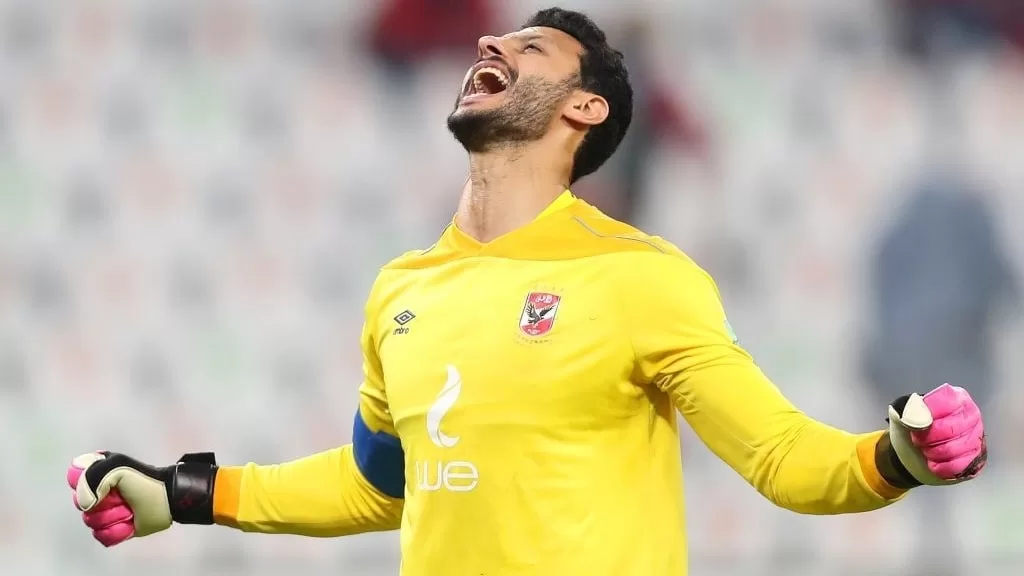 Mohamed El Shenawy in celebratory mood.