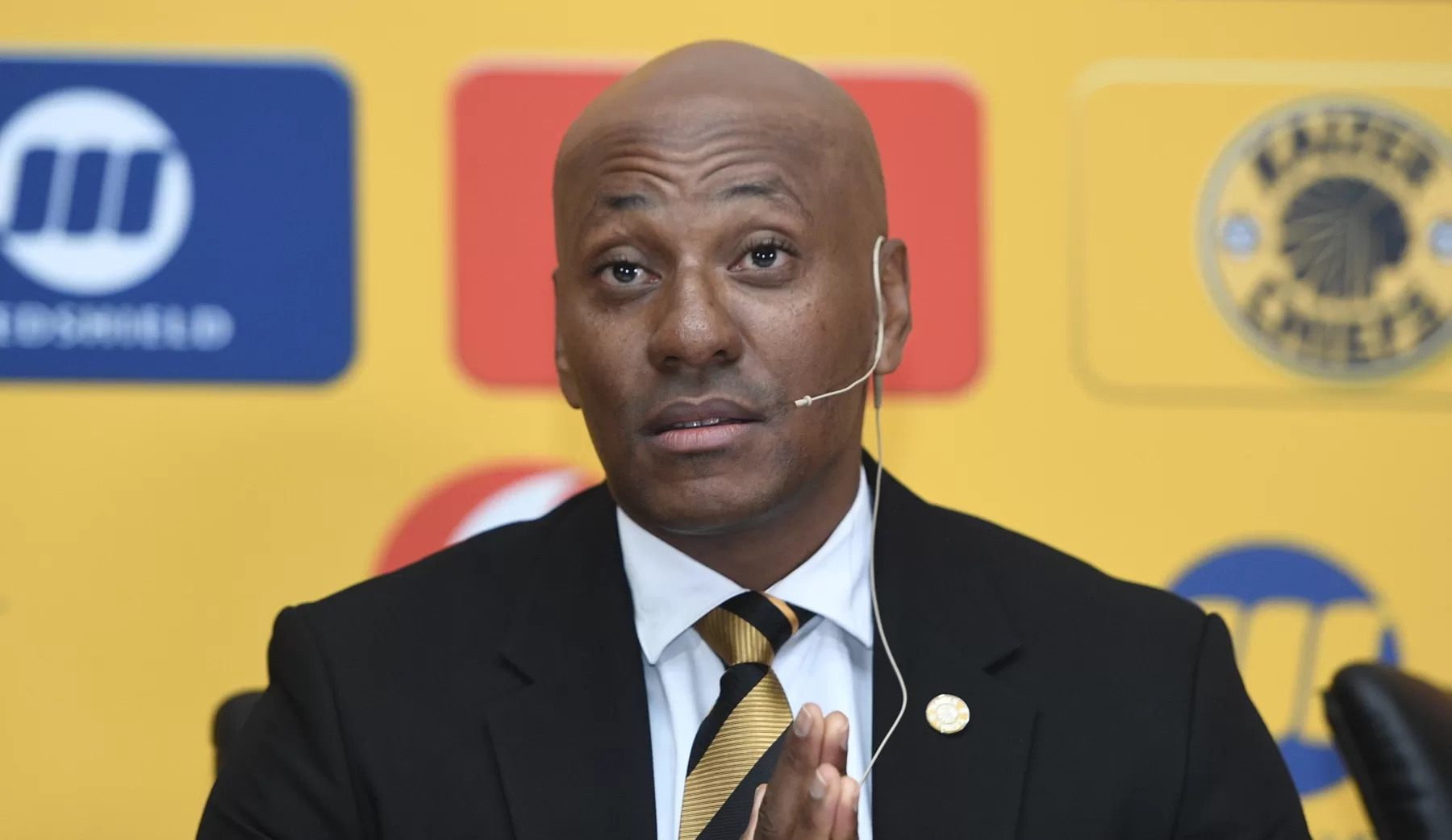 Kaizer Motaung Jnr addressing the media