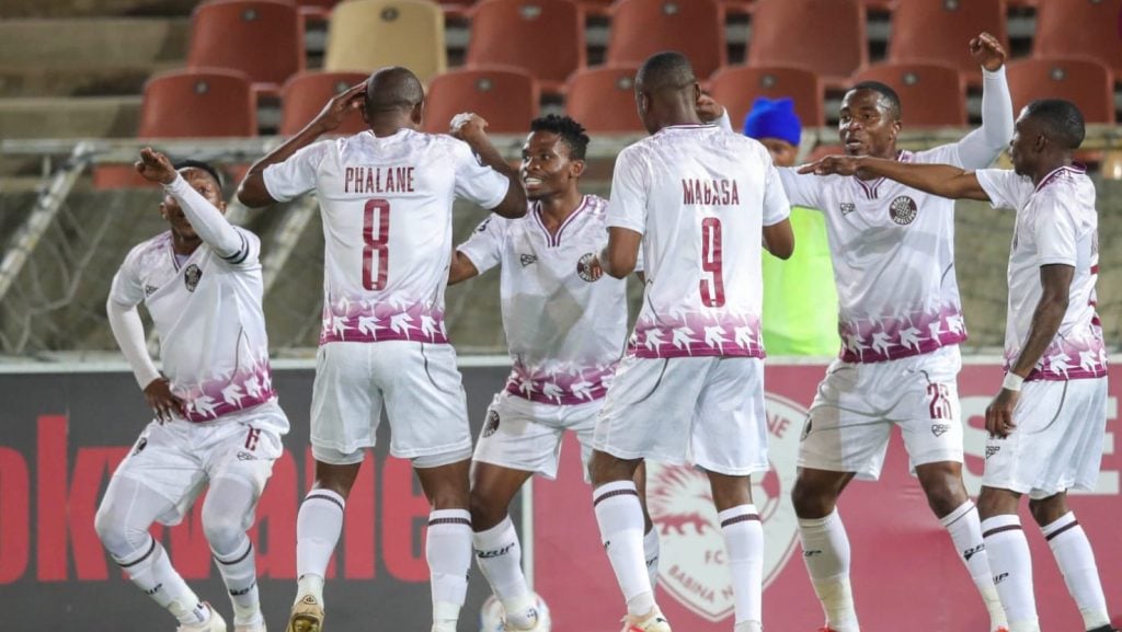 Moroka Swallows players in jubilation mood.