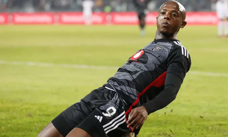 Zakhele Lepasa of Orlando Pirates celebrating a goal