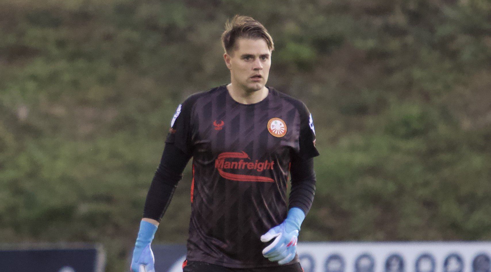 Bafana Bafana goalkeeper Jethren Barr at Portadown