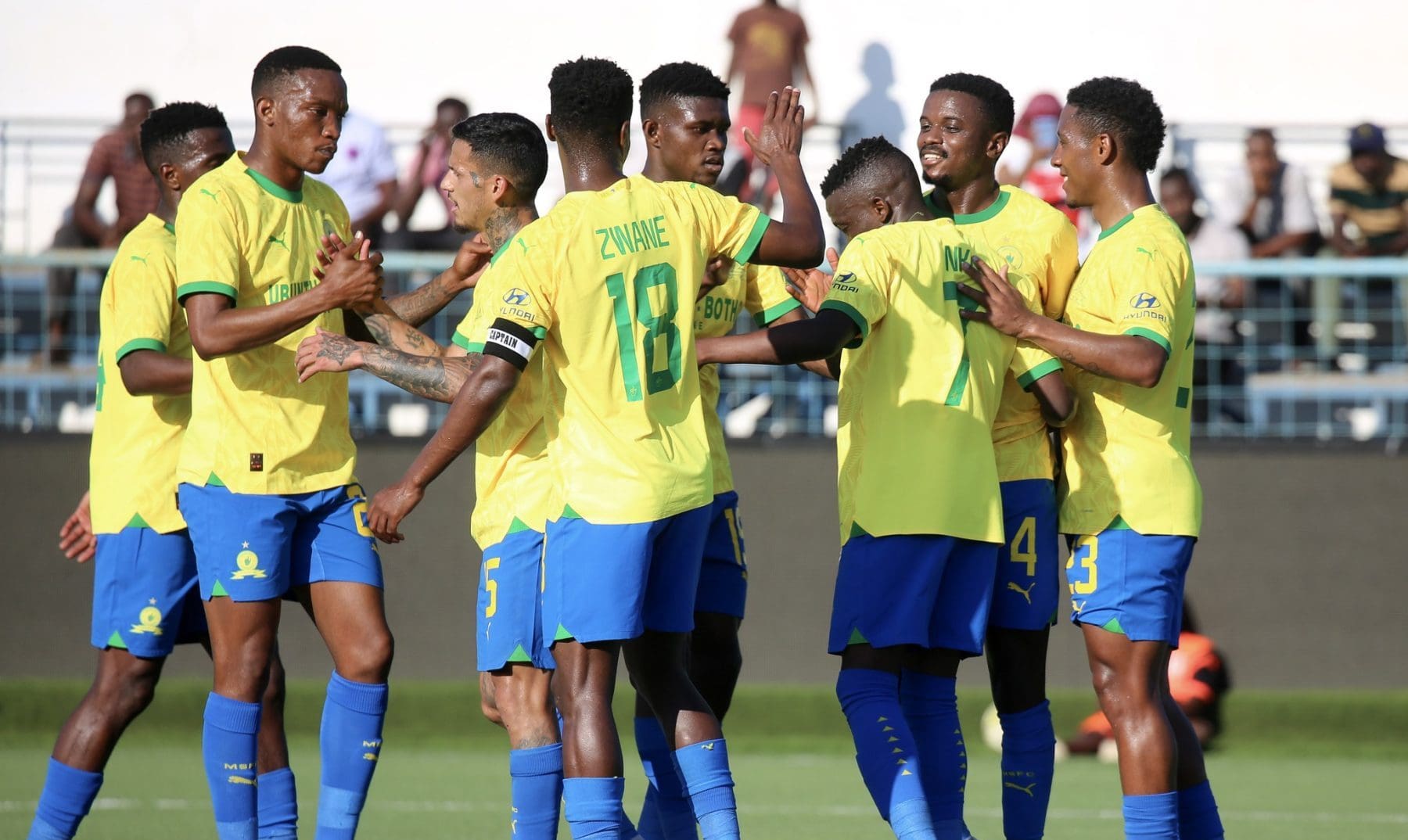 Mamelodi Sundowns players celebrating a goal