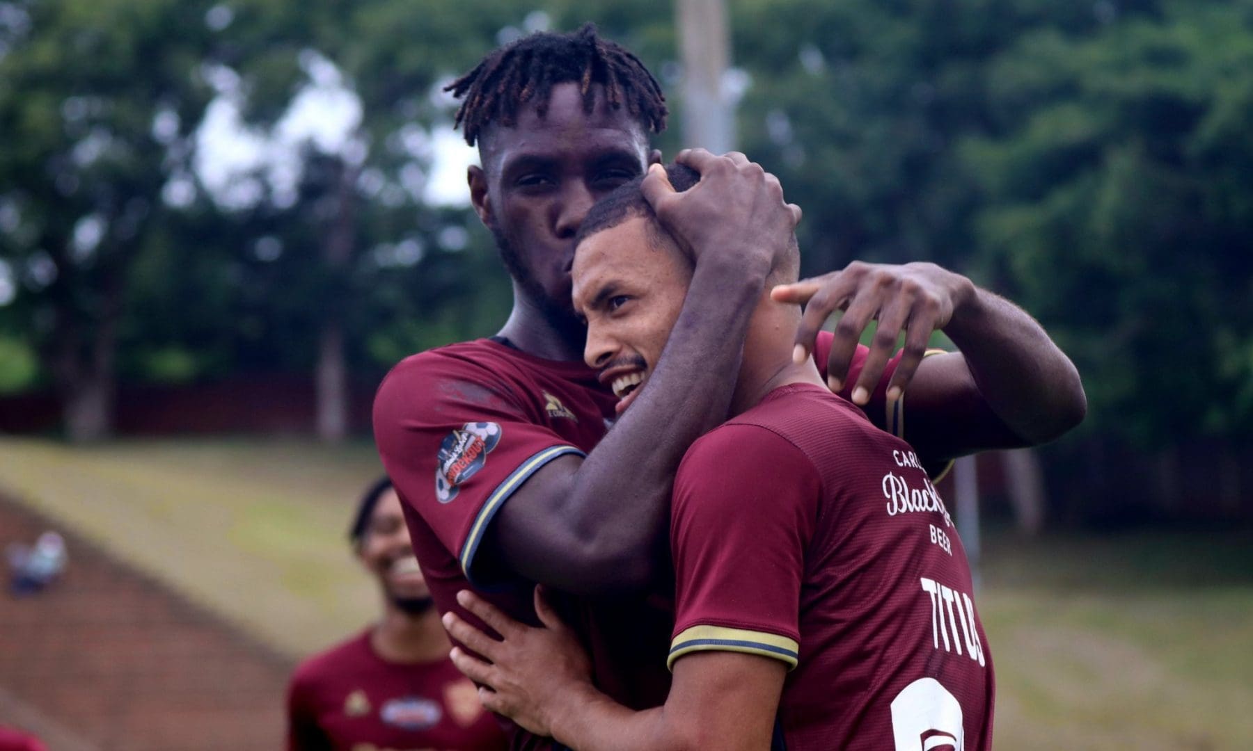 Devin Titus celebrates after scoring a goal against Richards Bay FC