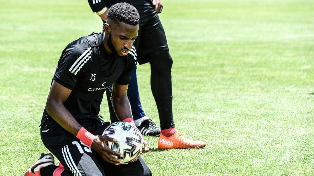 Orlando Pirates star Fortune Makaringe putting in hard work at training.