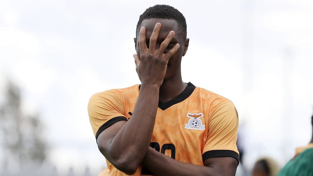 Patson Daka in celebratory mood.