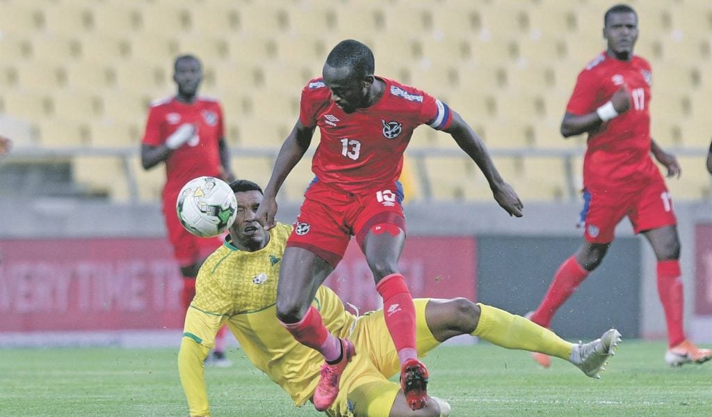 Peter Shalulile in action versus Bafana Bafana