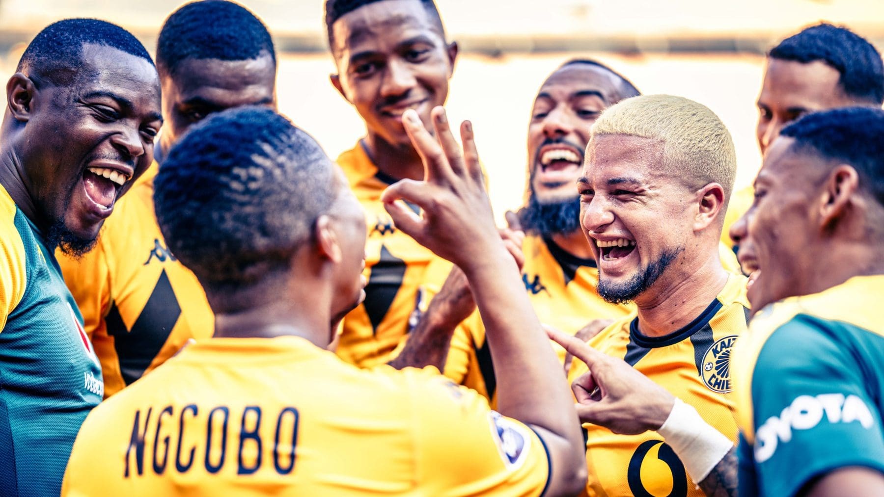 Kaizer Chiefs players in jubilation mood.