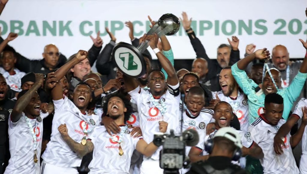 Orlando Pirates celebrate the 2023 Nedbank Cup victory 