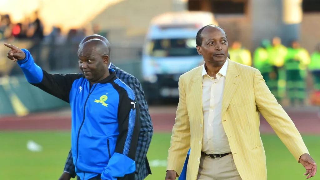 Pitso Mosimane with Patrice Motsepe during his Mamelodi Sundowns days