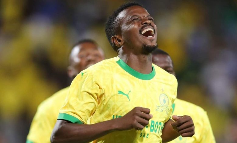 Teboho Mokoena celebrates a goal for Mamelodi Sundowns