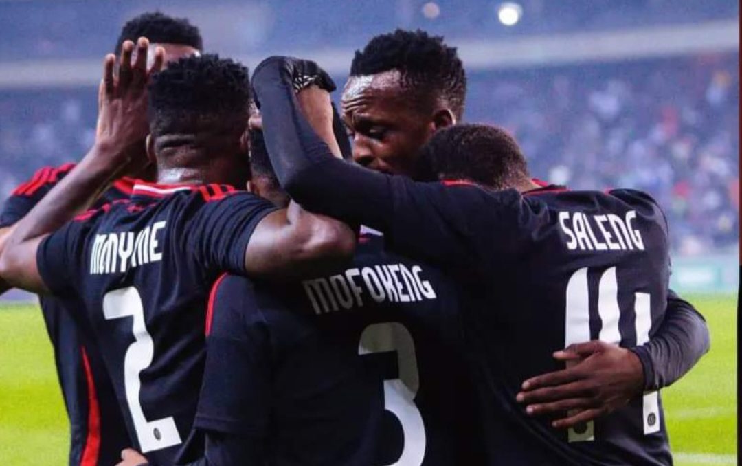 Orlando Pirates players celebrate a goal