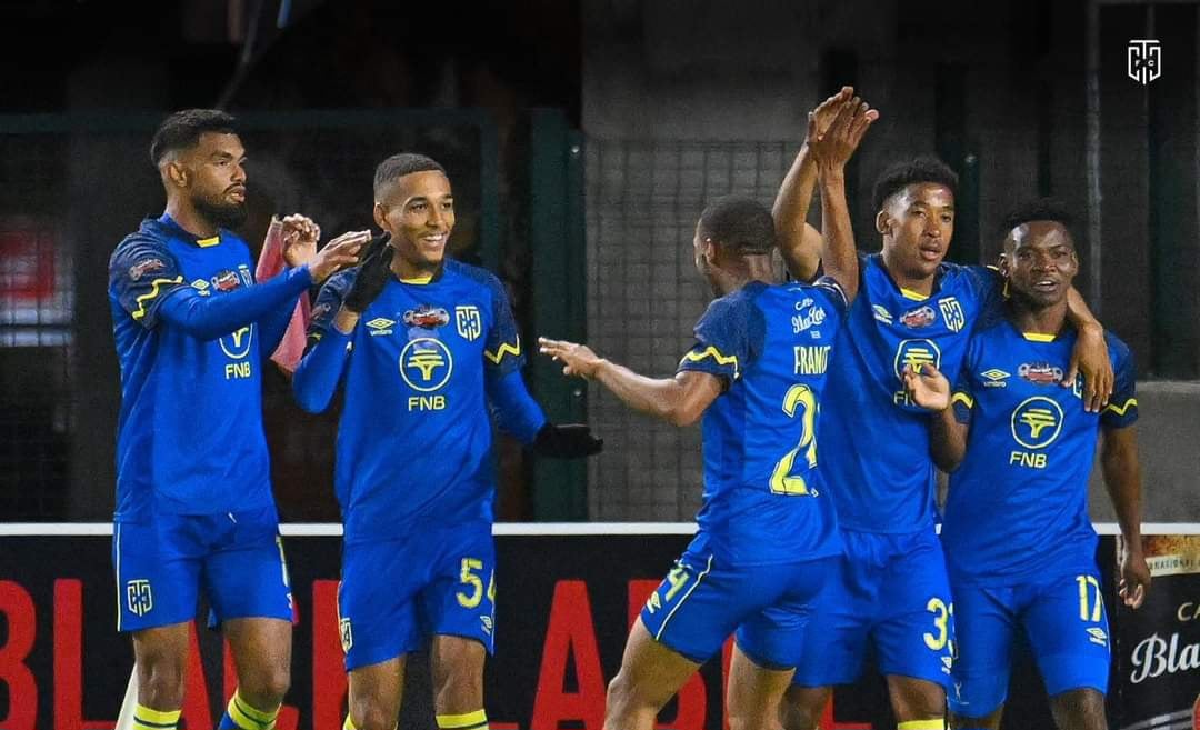 Cape Town City players celebrate a goal