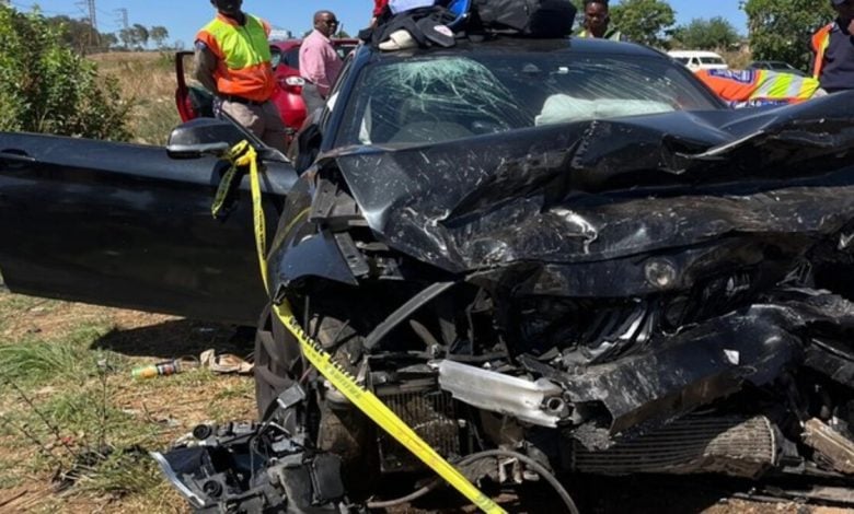 Sekhukhune United player's car Shaune Mogaila after the accident