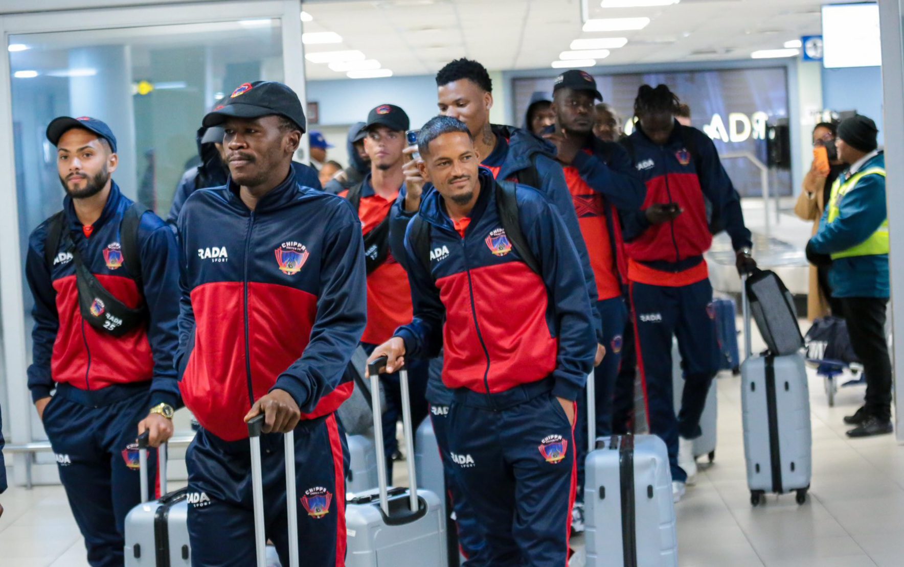 Chippa United players arrive at the stadium
