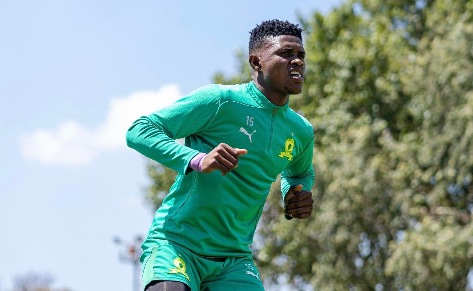 Mamelodi Sundowns midfielder Bathusi Aubaas during training in Chloorkop 