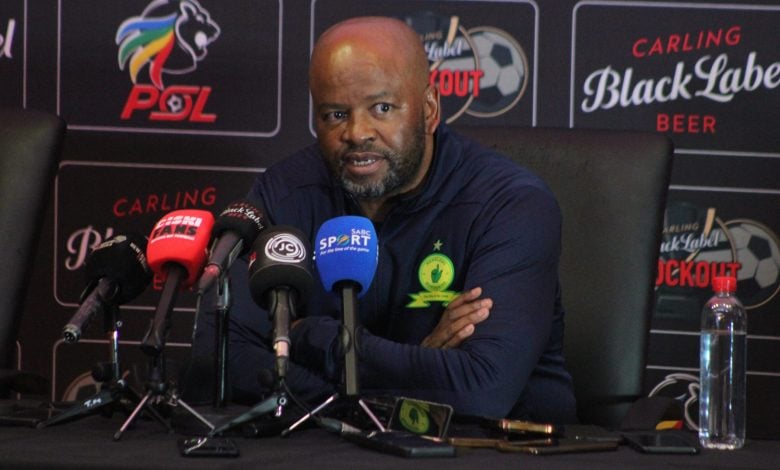 Mamelodi Sundowns coach Manqoba Mngqithi addressing the media at FNB Stadium after beating Kaizer Chiefs. Nhlanhla Matshoma (FreshOnSnaps)