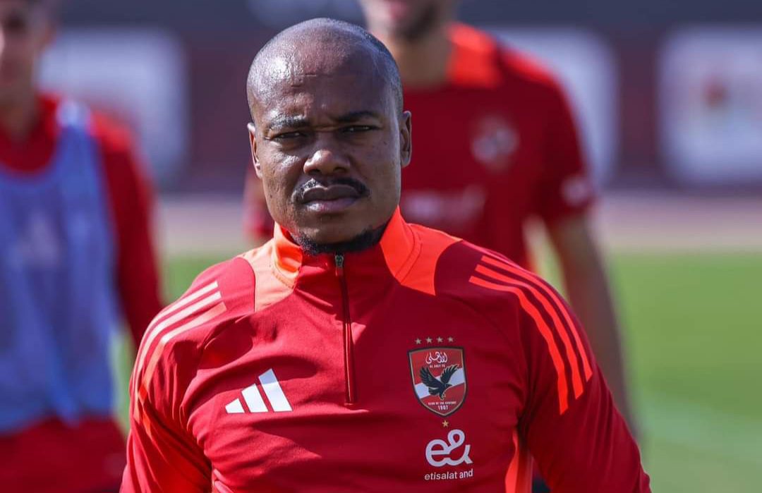 One of the South African footballers abroad Percy Tau at Al Ahly training session
