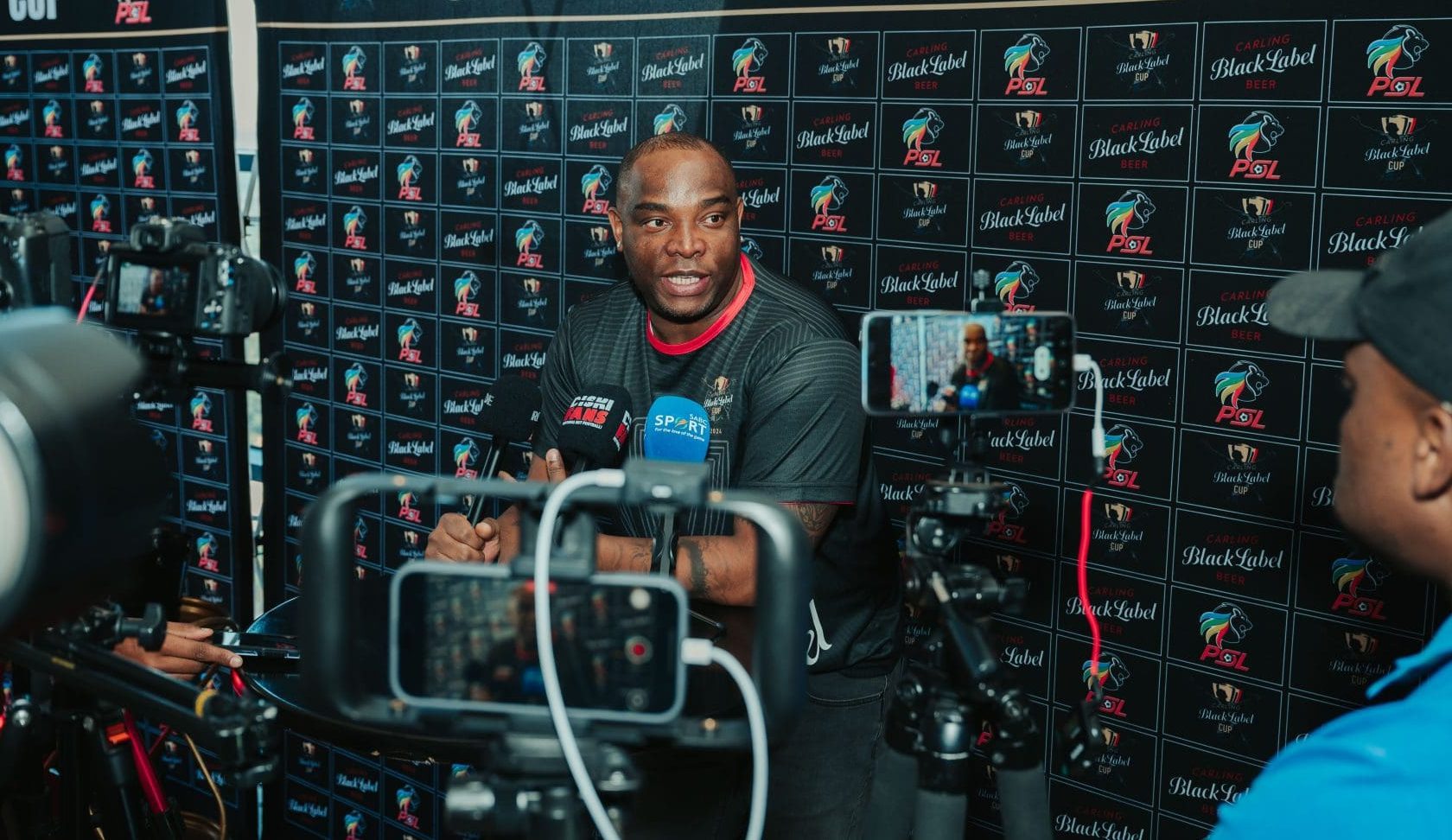 Bafana Bafana legend Benni McCarthy addressing the media