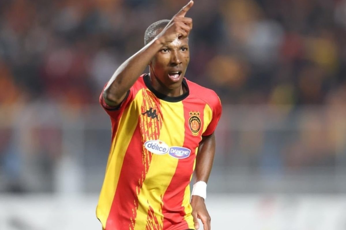 South Africa football star Elias Mokwana celebrating a goal for Esperance