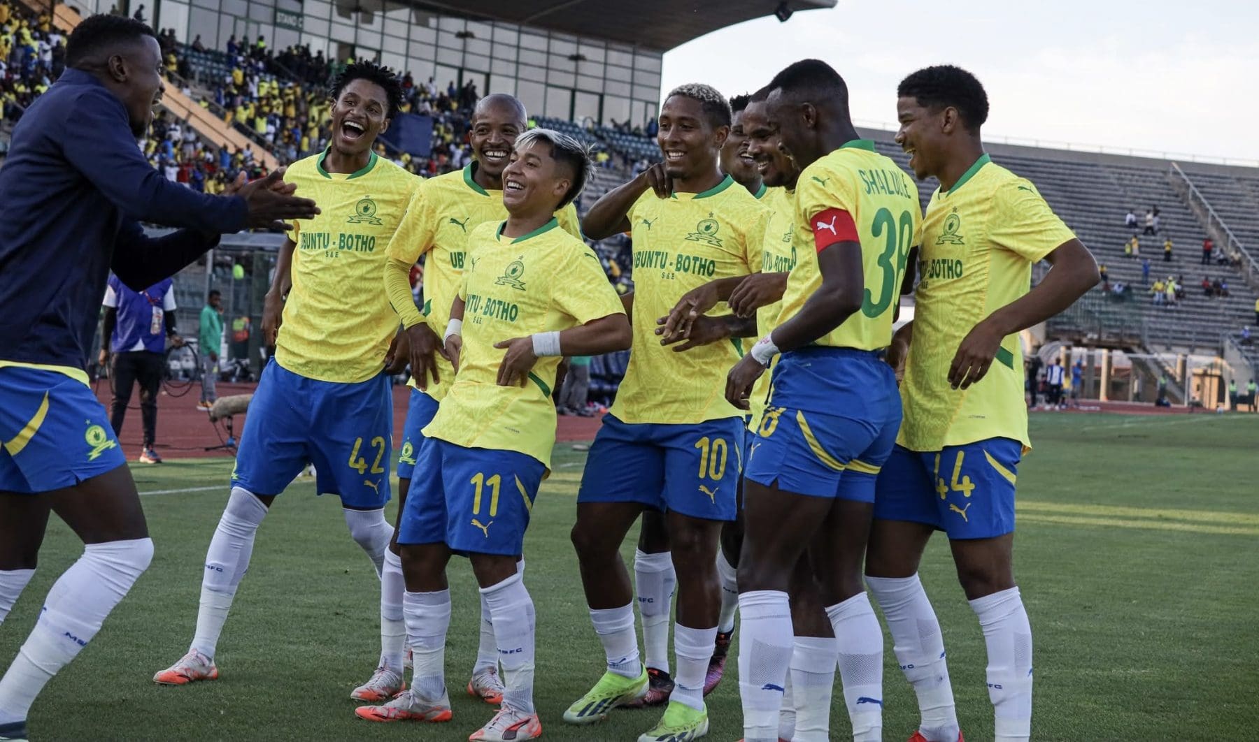 Mamelodi Sundowns players celebrating a goal