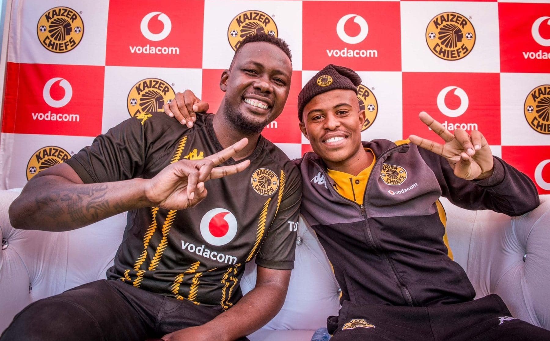 Kaizer Chiefs star Happy Mashiane and Erick Mathoho at a roadshow
