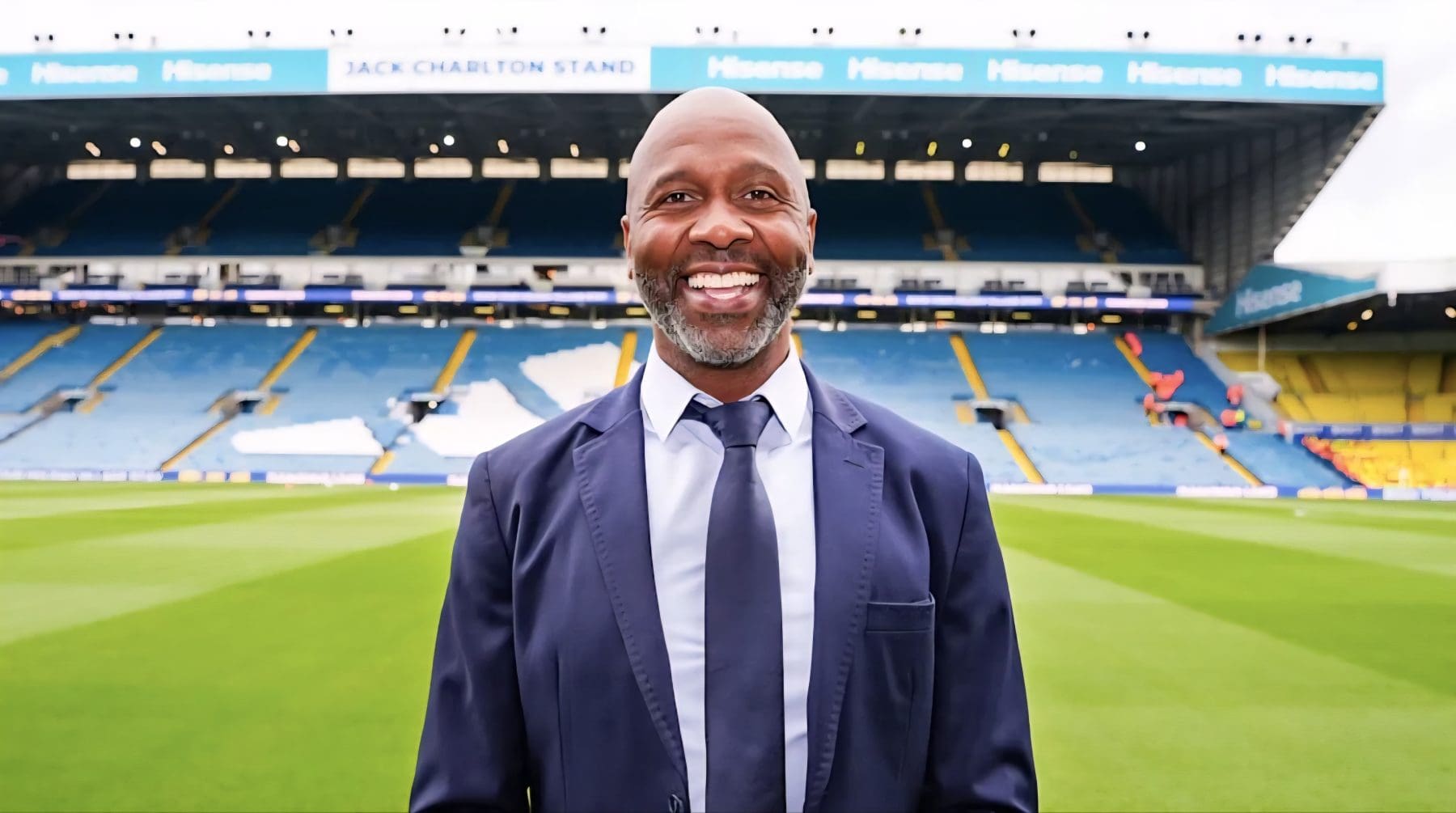 Lucas Radebe inside the Elland Road stadium in Leeds