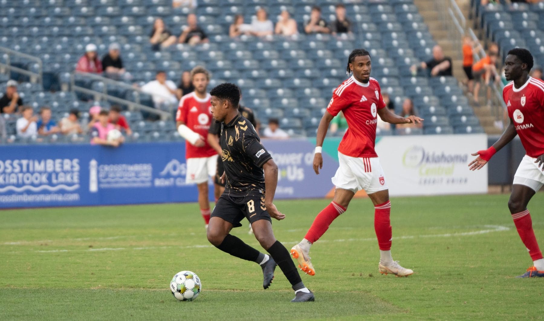 SA midfielder Jamie Webber in action for the USA side, FC Tulsa