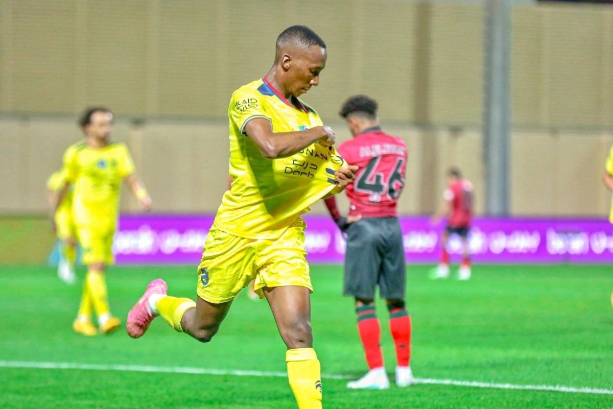SA star Elias Mokwana celebrating his first Saudi Pro League goal