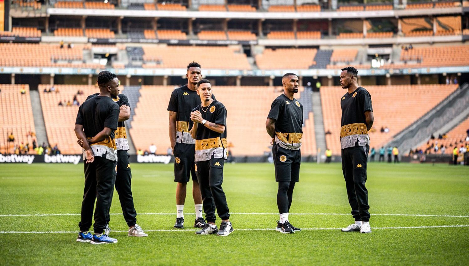 Kaizer Chiefs players at FNB Stadium before a game