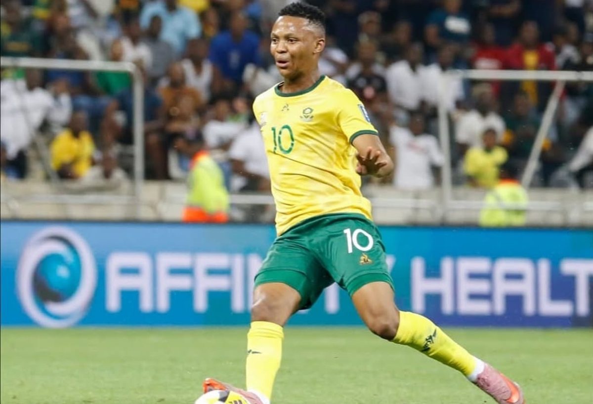 Mohau Nkota during a Bafana Bafana match