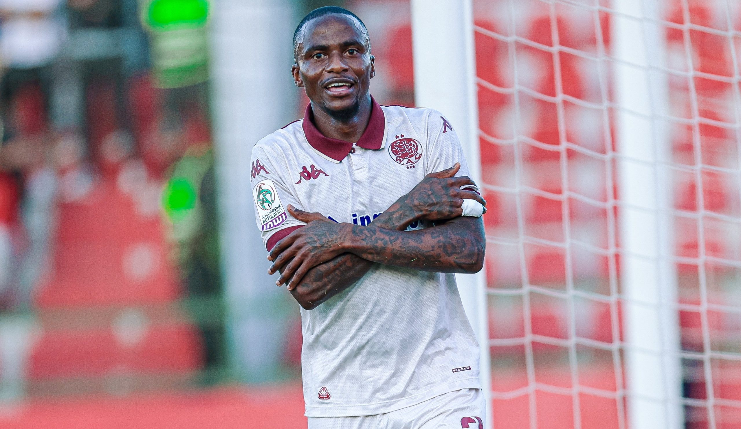 Thembinkosi Lorch after scoring for Wydad Casablanca