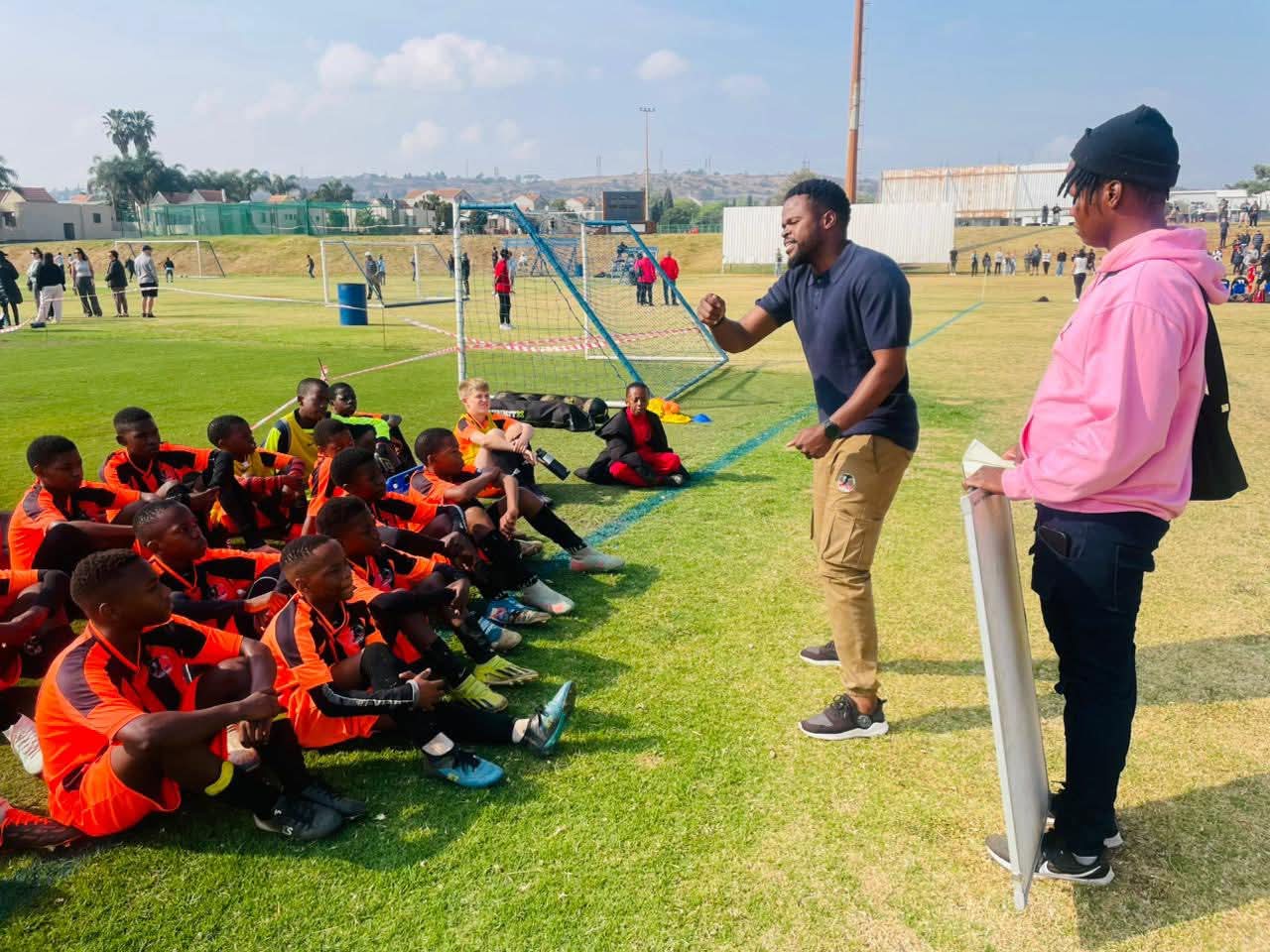 Willard Katsande with his academy players