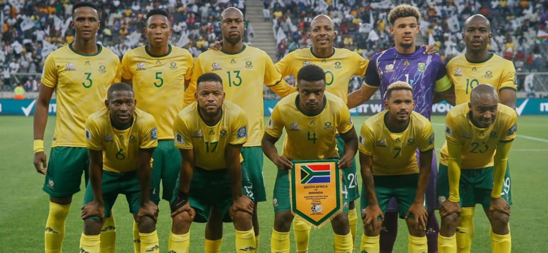 Bafana Bafana players lining up