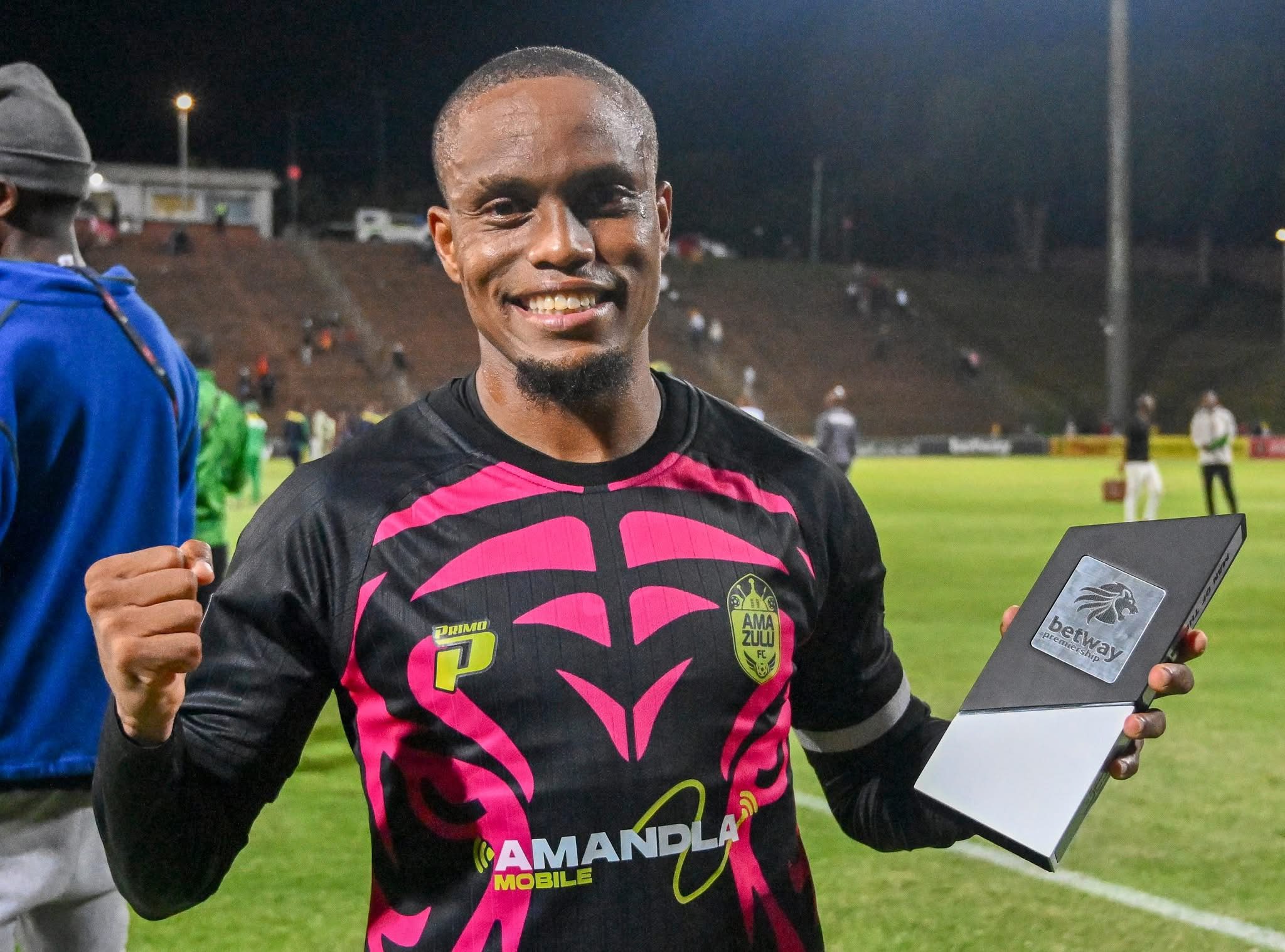 Riaan Hanamub after receiving the man of the match award.
