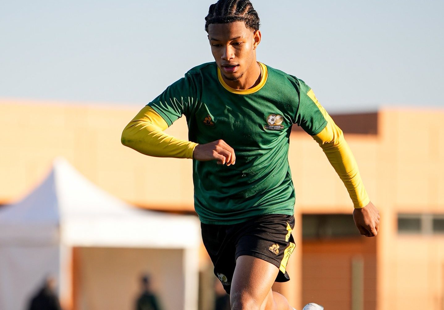 Shandre Campbell of Bafana Bafana at training