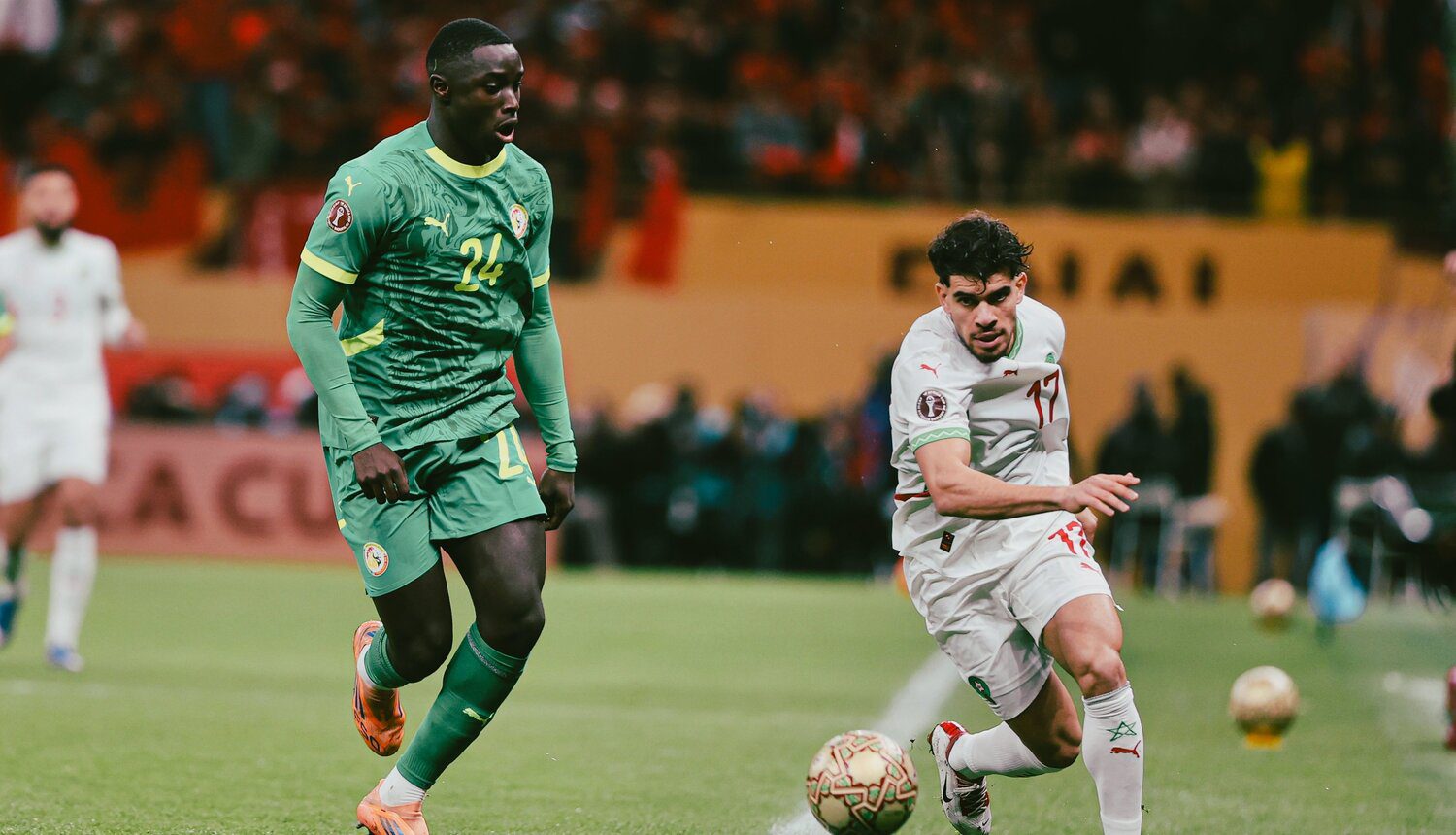 Antoine Mendy and Abde Ezzalzouli, Senegal vs Morocco, 2025 AFCON Final