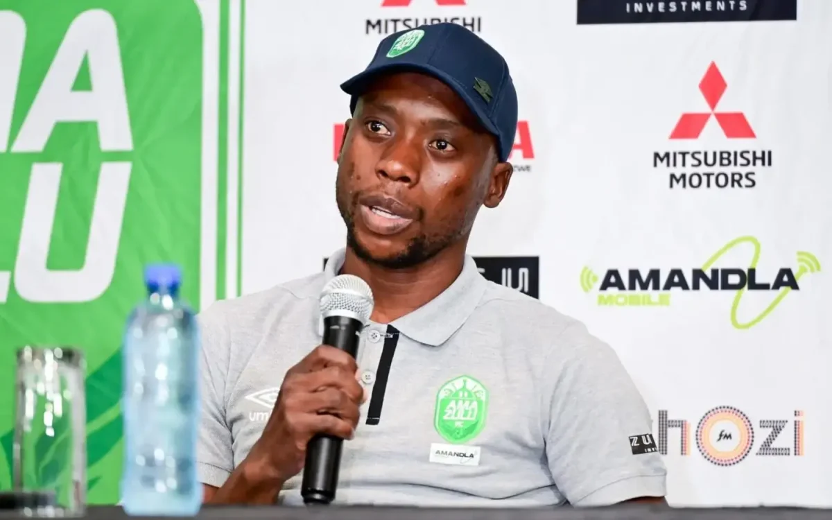 Ben Motshwari addressing members of the media during his time at AmaZulu FC