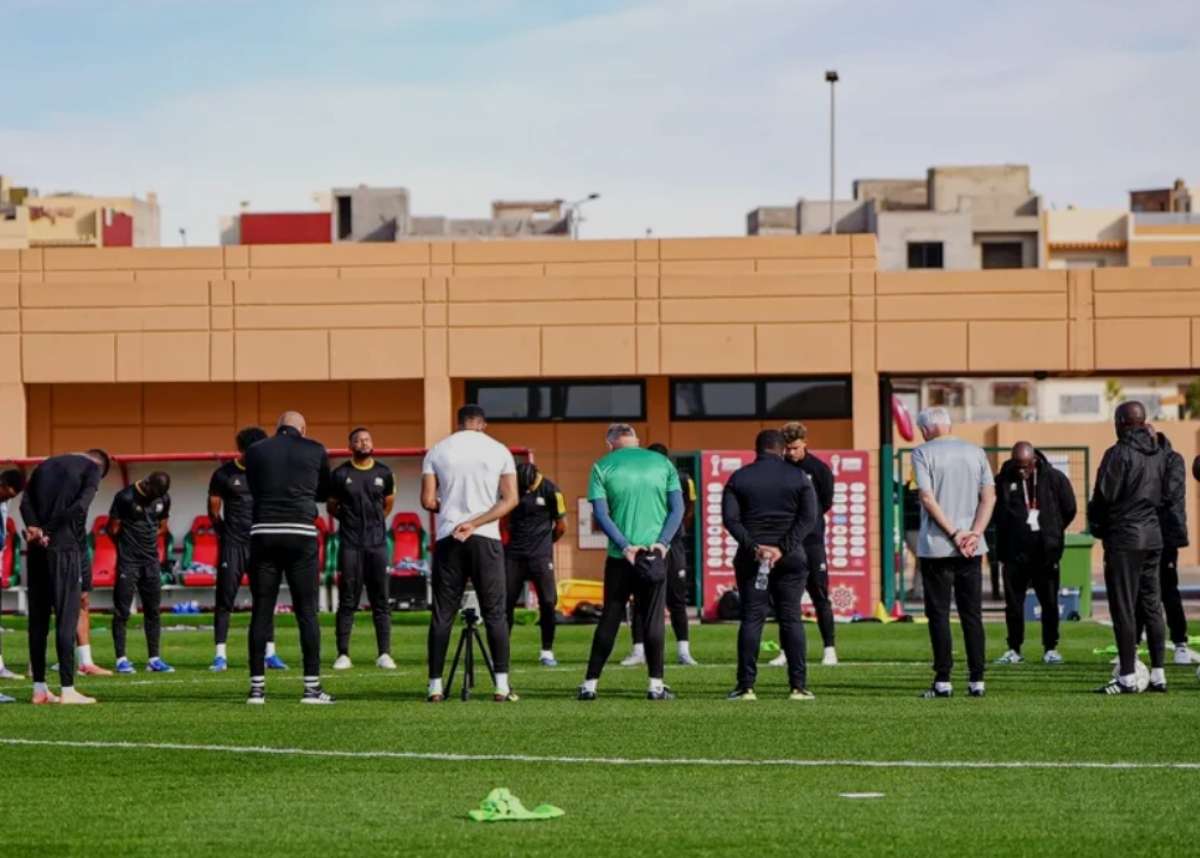 Bafana Bafana hold a prayer before a training session in Rabat, Morocco during AFCON 2025. Image: Bafana Bafana