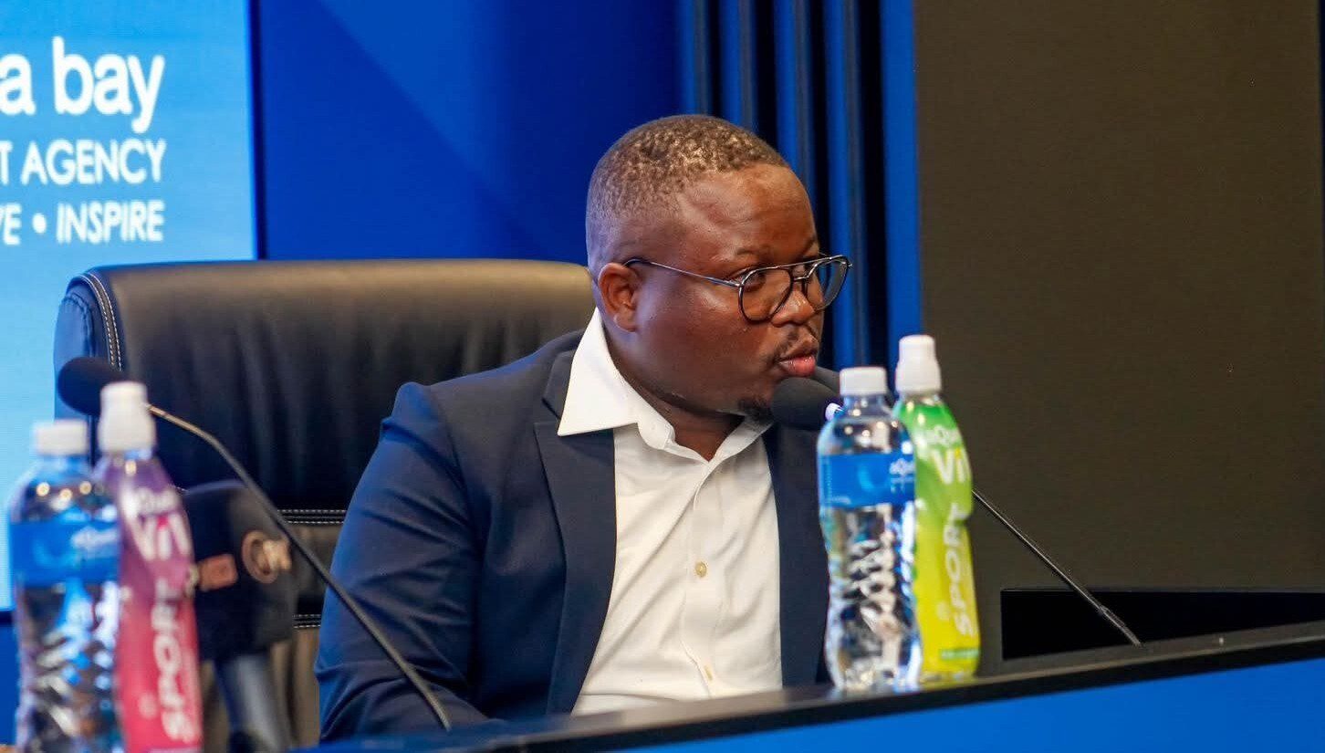 Former Chippa United sporting director Sinesipho Mali addressing members of the media