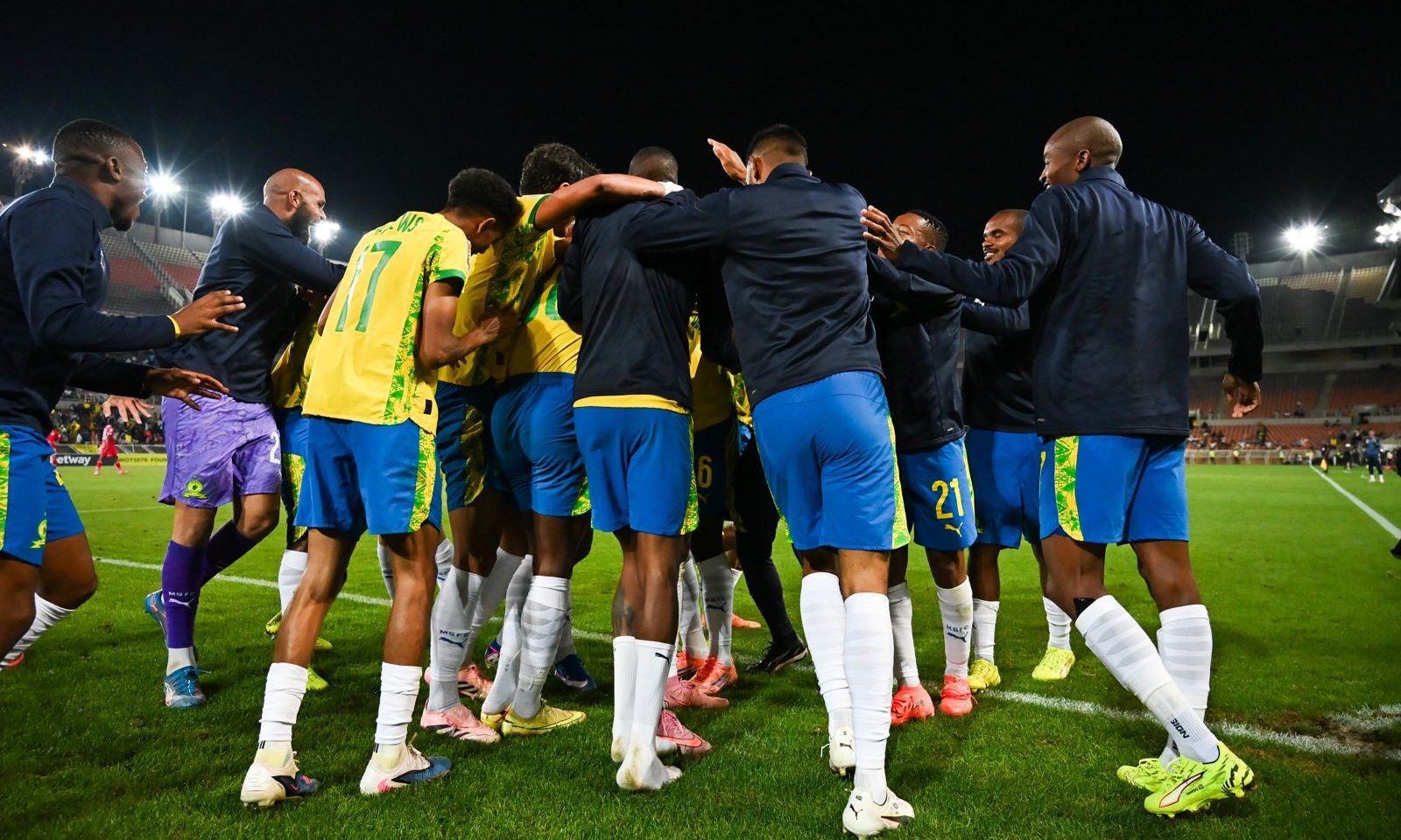 Mamelodi Sundowns players celebrating a goal