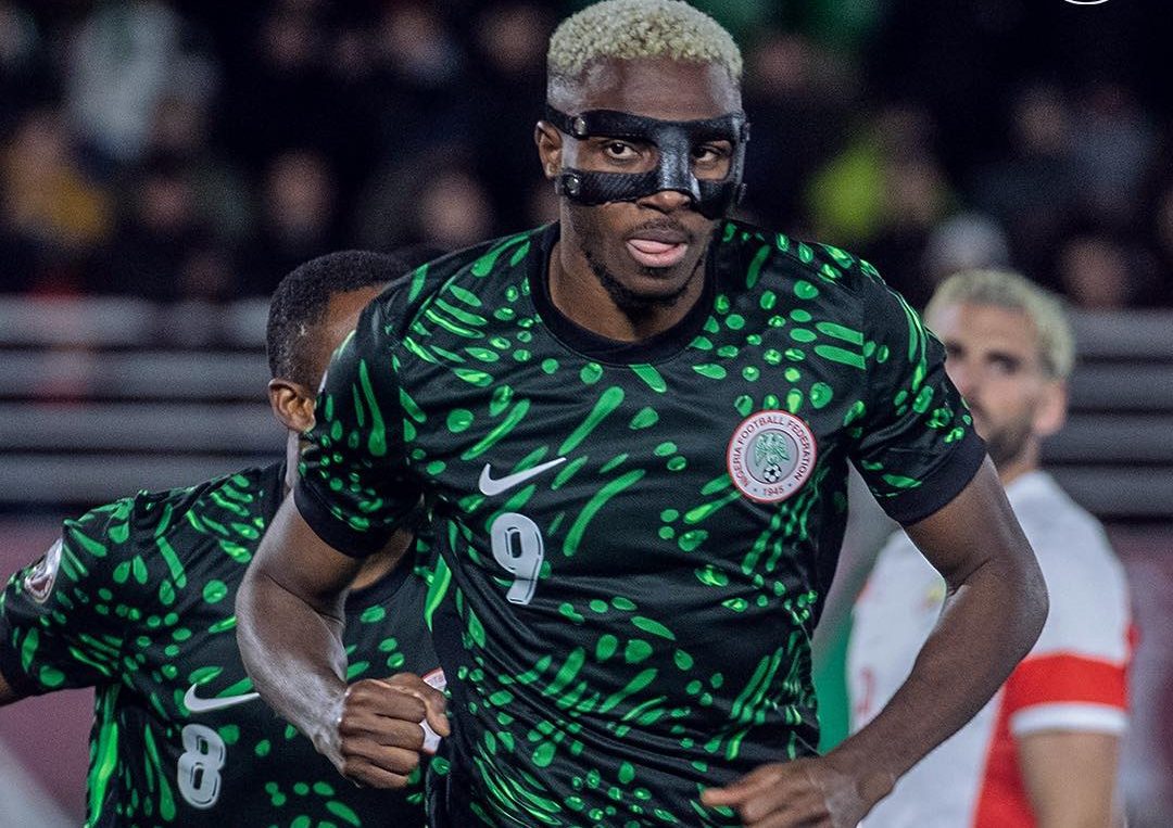 Victor Osimhen celebrates a goal scored at the 2025 AFCON