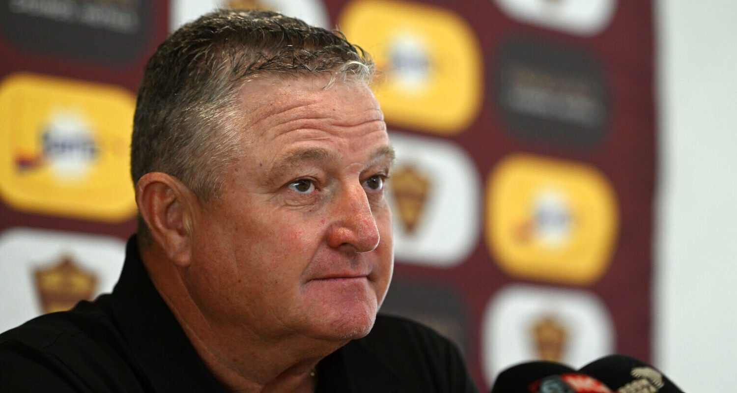 Gaving Hunt addressing a Stellenbosch FC press conference