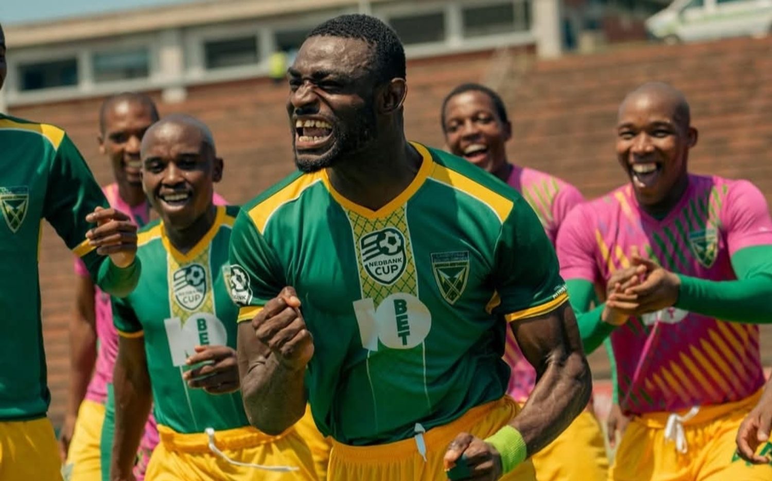 Golden Arrows striker Junior Dion celebrating his goal