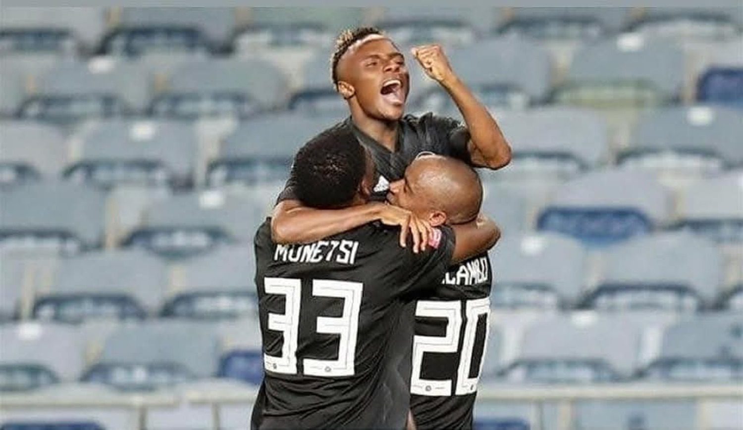 Kuda Mahachi celebrating goal during his time at Orlando Pirates