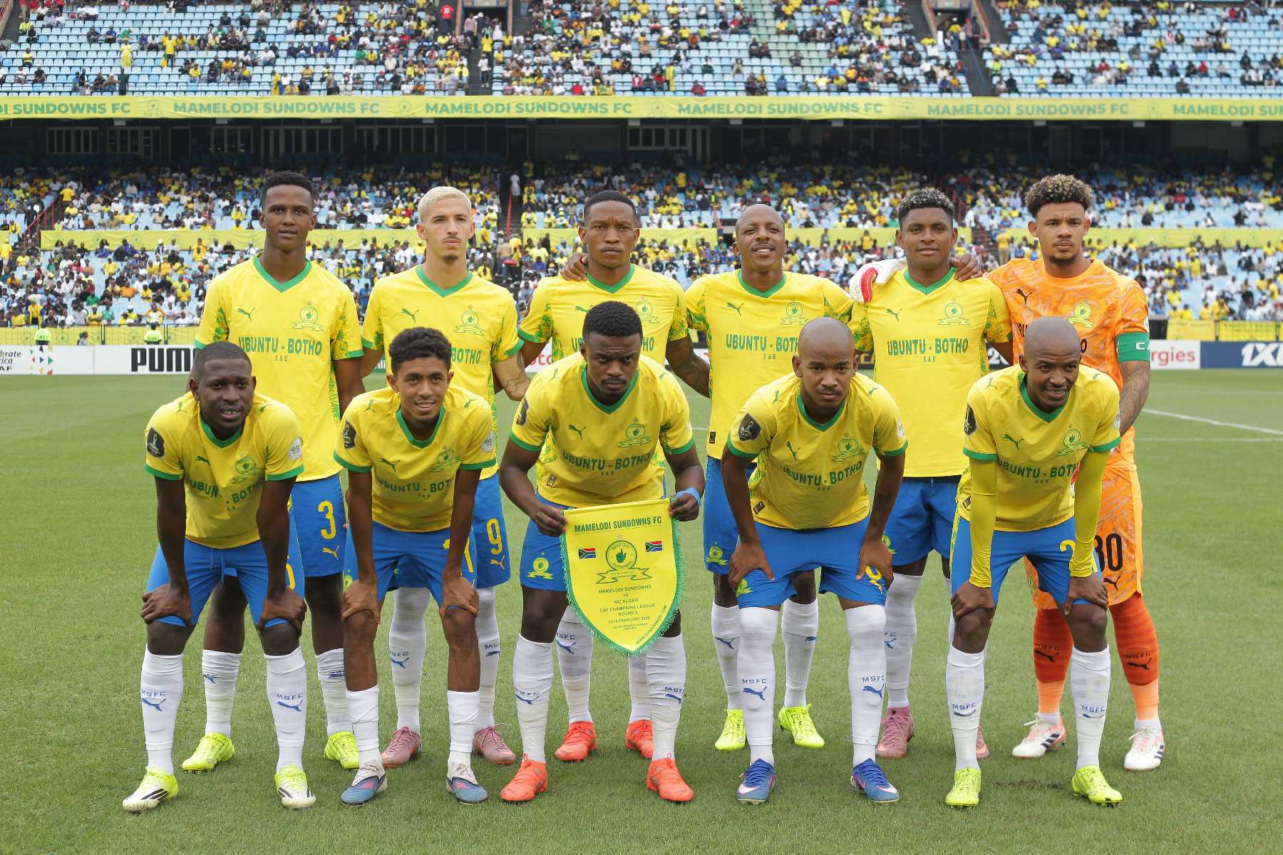 Mamelodi Sundowns line-up for their CAF Champions League match against MC Alger.
