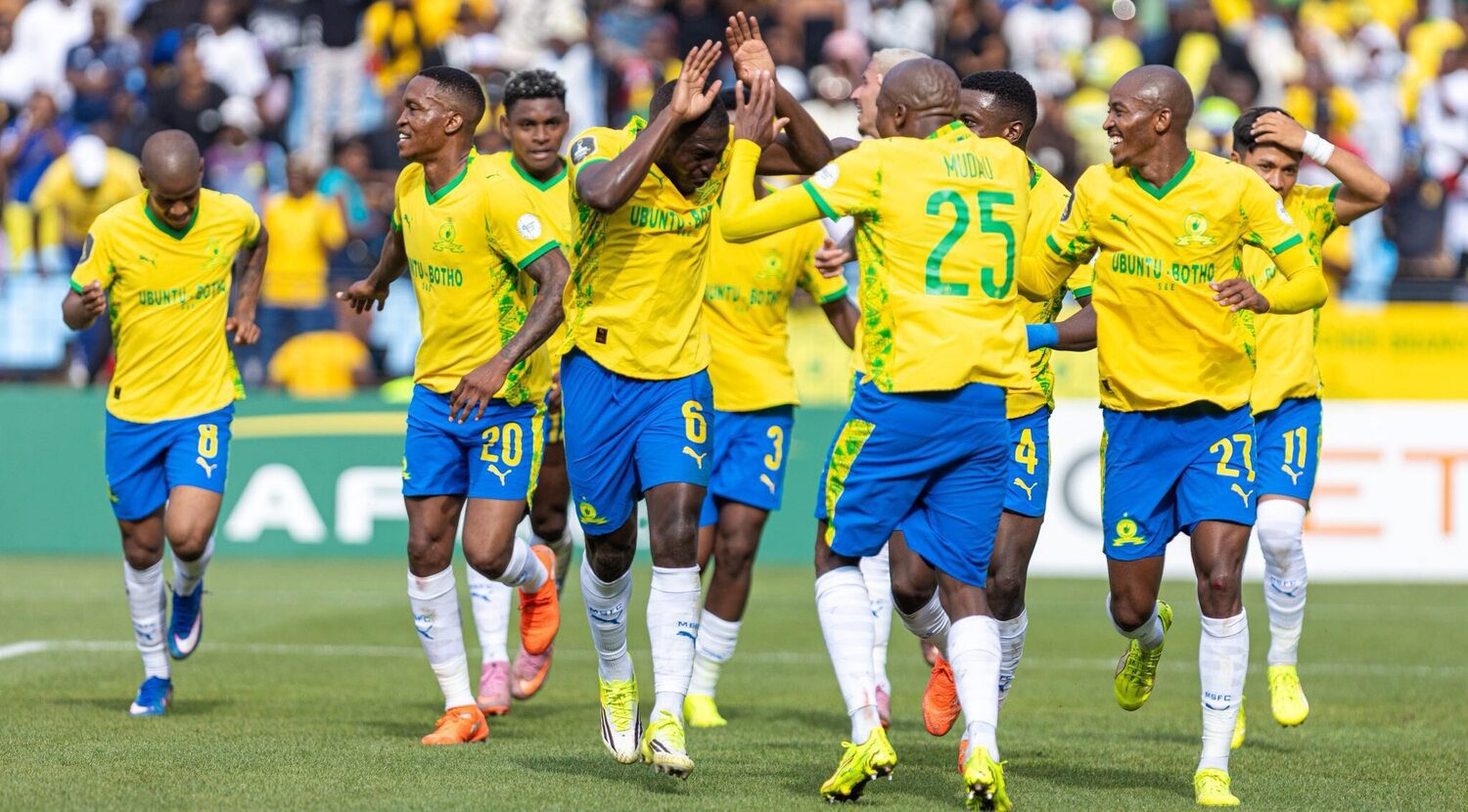 Mamelodi Sundowns players celebrating