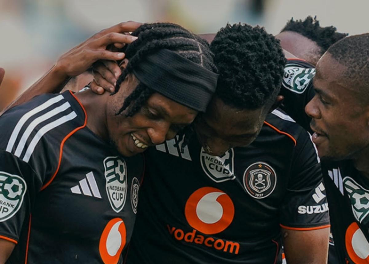 Orlando Pirates players celebrates Patrick Maswanganyi's goal in the Nedbank Cup against TTM at the Moses Mabhida Stadium. Image: Orlando Pirates 