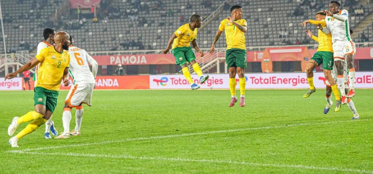 Ramahlwe Mphahlele, Ndabayithethwa Ndlondlo, Thabiso Kutumela and Kegan Johannes, Bafana Bafana vs Niger CHAN