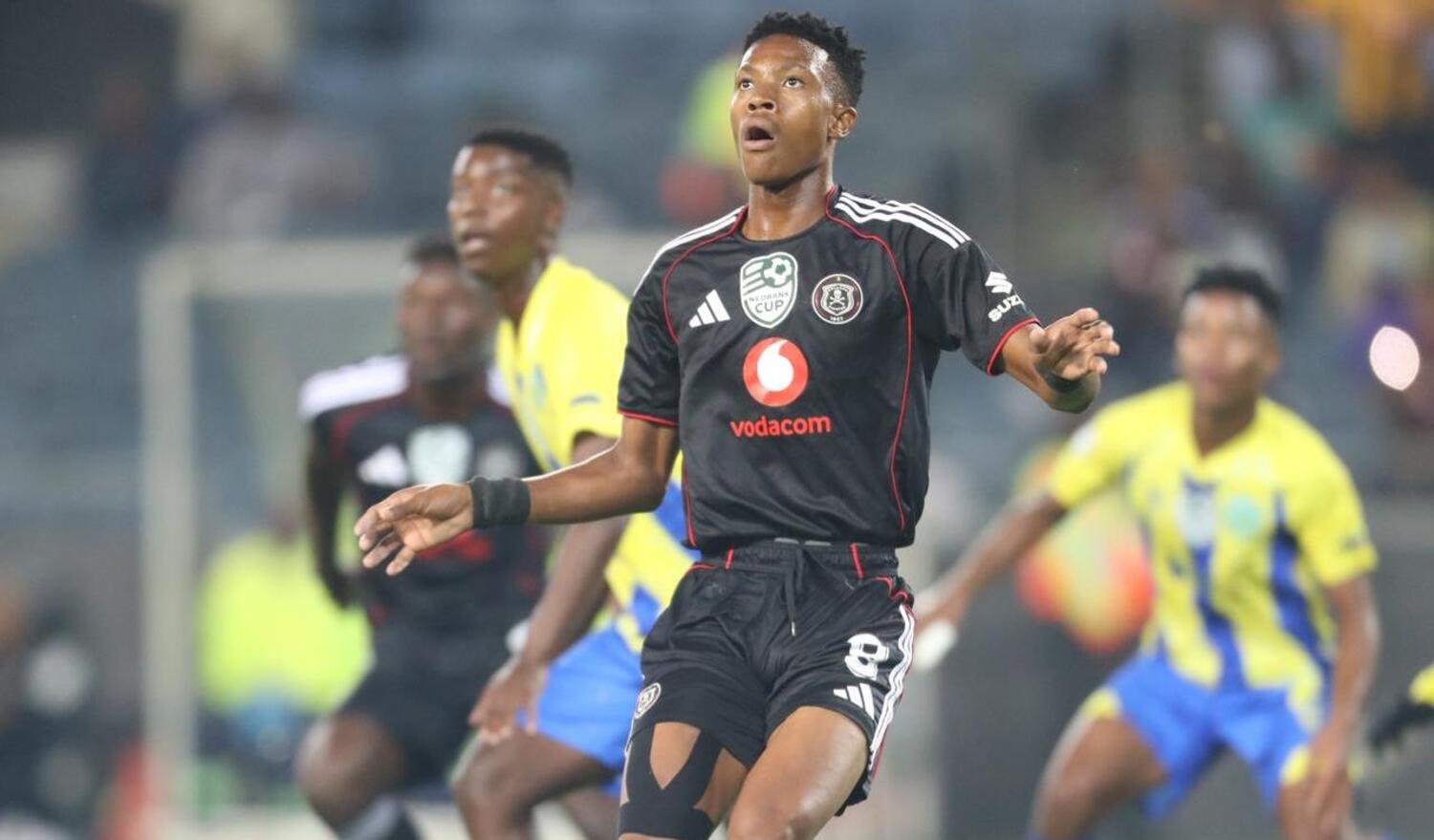 Yanela Mbuthuma of Orlando Pirates prepares to receive the ball against Casric Stars